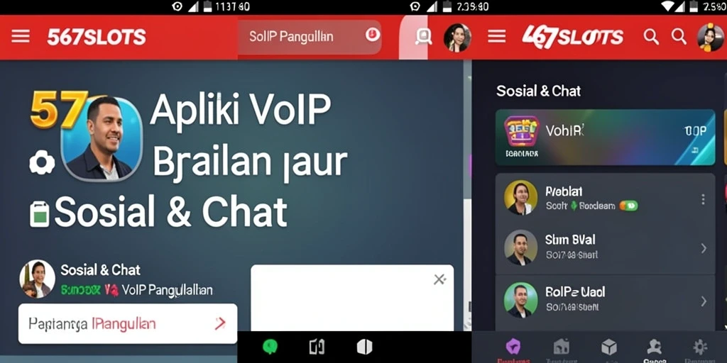 Antarmuka aplikasi 567SLOTS menampilkan fitur VoIP Panggilan dengan jelas.