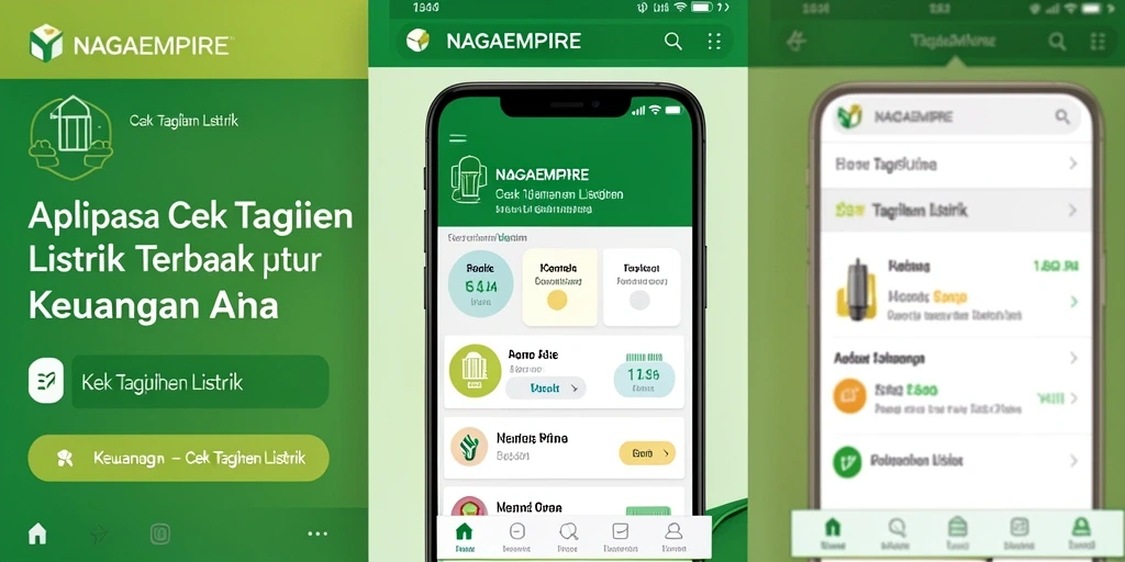 Screenshot antarmuka NAGAEMPIRE menampilkan fitur cek tagihan listrik.