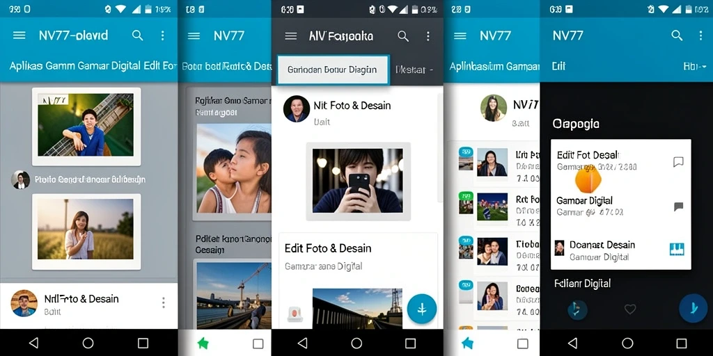 Antarmuka aplikasi NV77 yang menarik untuk pengeditan gambar digital.